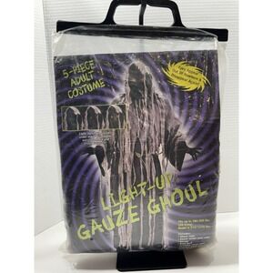 NEW FUN WORLD LIGHT UP EYES MEN's Gauze Ghoul Halloween Costume Fits up to 200lb